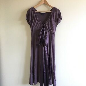 Banana Republic Mauve Purple Midi Dress with Tie Front